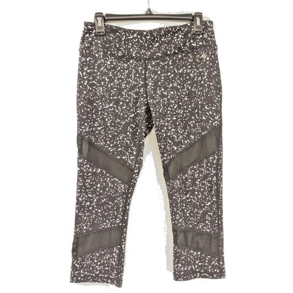 Nicole Miller New York Black White Speckled Striped Mid Rise Leggings Size Med